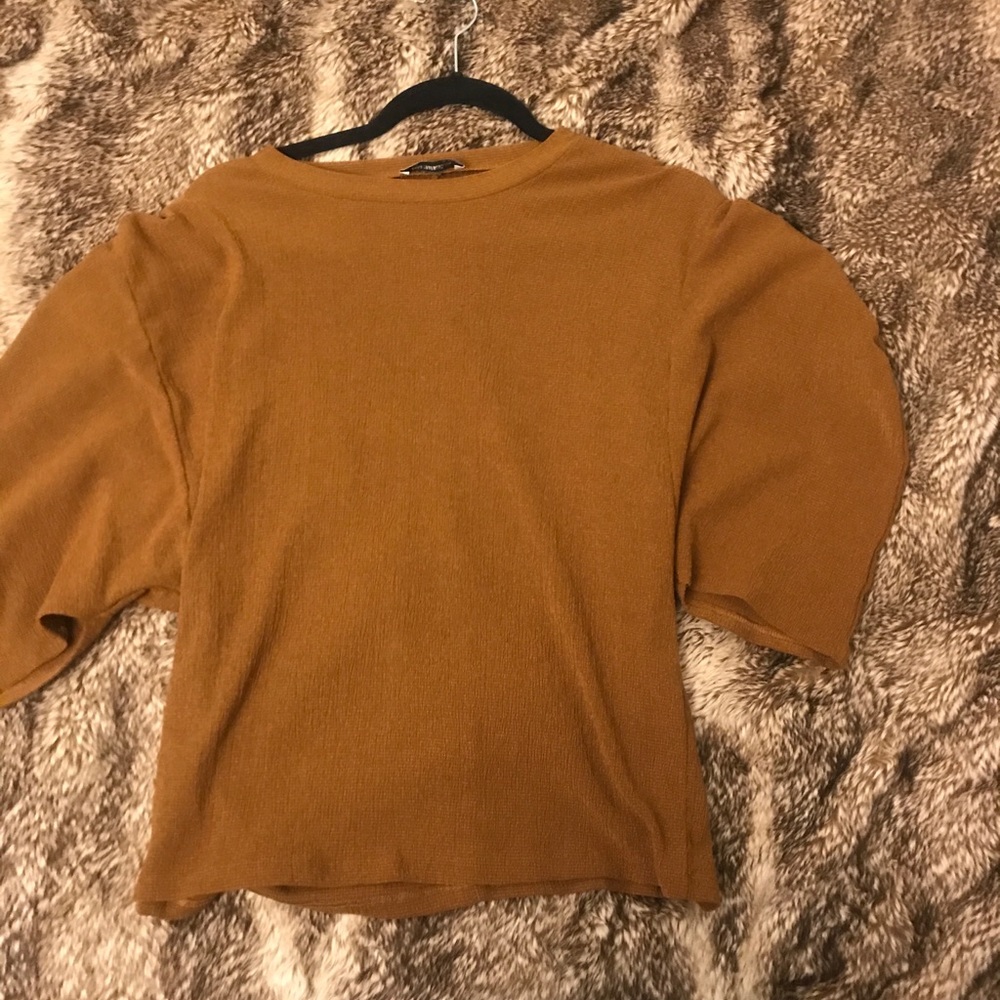 Mustard large sleeve blouse